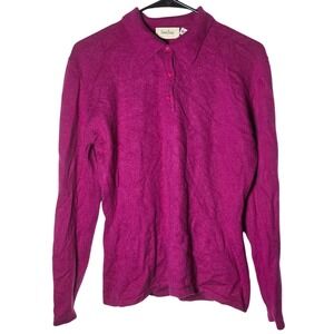 Neiman Marcus Exclusive Womens 100% Cashmere Polo Sweater XL Quiet Luxury Preppy